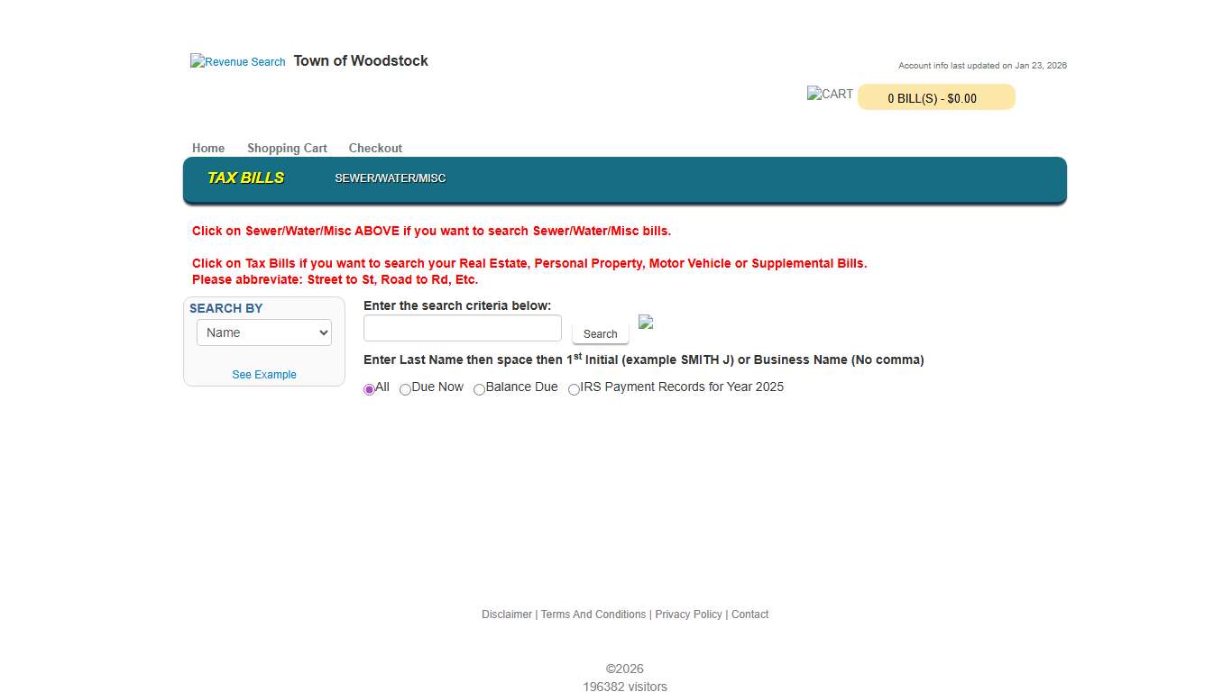 Town of Woodstock - Tax Bills Search & Pay
